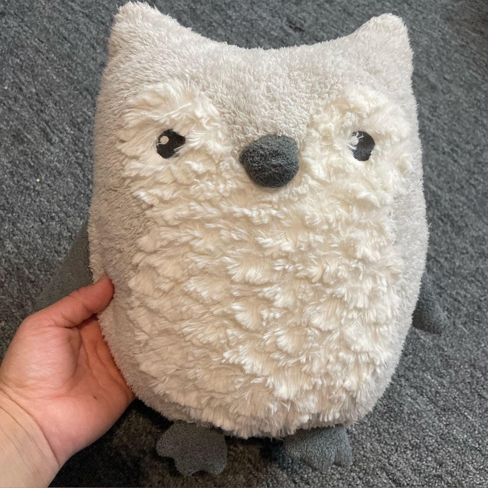 Cloud island Plush Owl stuffed animal rare  - Soft Gray & Cream